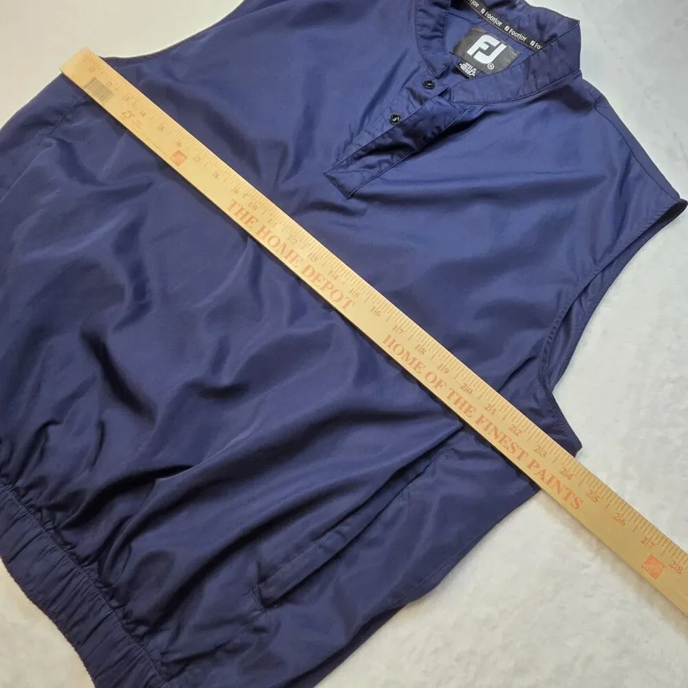 FJ Foot Joy Blue Pullover Nylon Vest Men's Med Snap Button, Wind & Rain